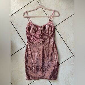 Elegant Pink Sequin Dress